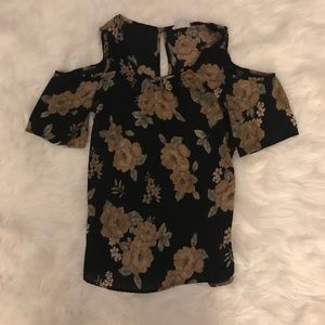 Black floral cold shoulder top